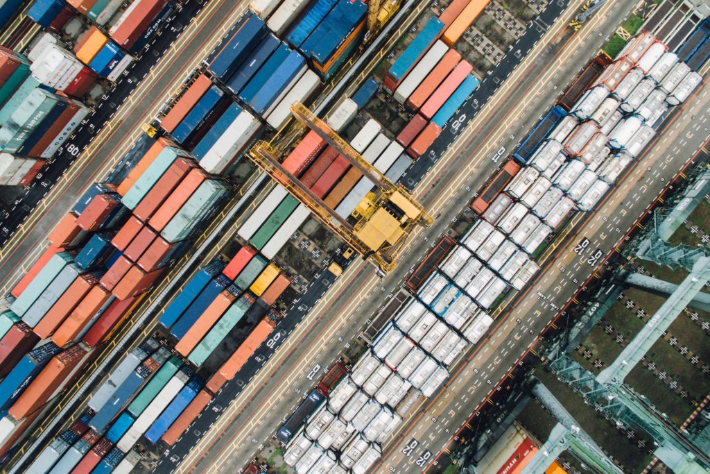 industrial container park viewed from air